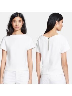 Alice And Olivia Boxy Capped Sleeve quilted Top White Size XS